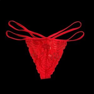 Victoria Secret VS Pink Red Lace Thong NWT NEW size S Small